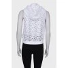 White lace hooded vest