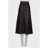 Black leather skirt with slit