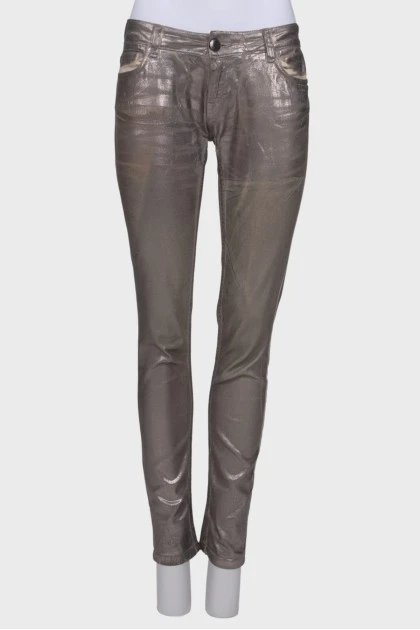 Silver low rise trousers
