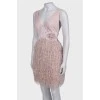 Beige fringed dress with tag