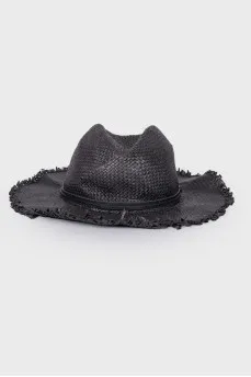 Black wicker hat