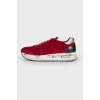 Velor red sneakers