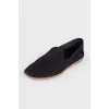Perforated suede black moccasins