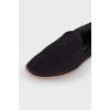 Perforated suede black moccasins