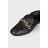 Leather loafers with golden chain