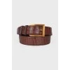 Men's leather belt with golden hardware