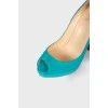 Turquoise open toecap shoes