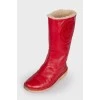 Red padded boots