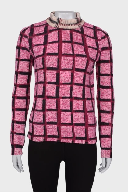 Pink check sweater