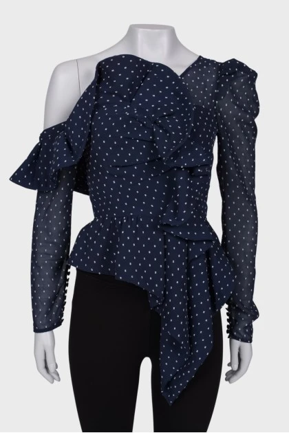 Asymmetric blouse with ruffles