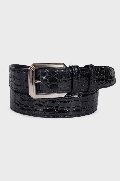 Men's black crocodile leather belt