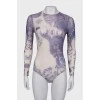 Printed translucent bodysuit