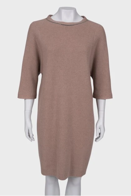 Cashmere dress with bow