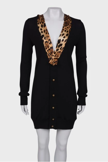 Dress with leopard ribbon
