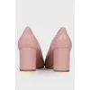 Powder colored leather pumps