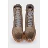 Brown leather lace-up boots