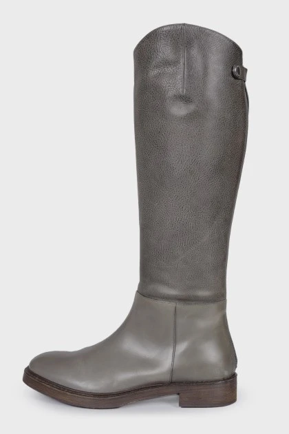 Grey leather boots with zipper 