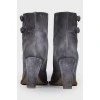 Suede Gray Heeled Ankle Boots