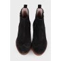 Suede black ankle boots