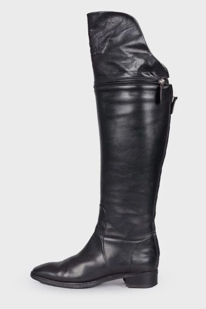 Leather boots with detachable topcap