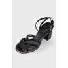 Black woven leather sandals
