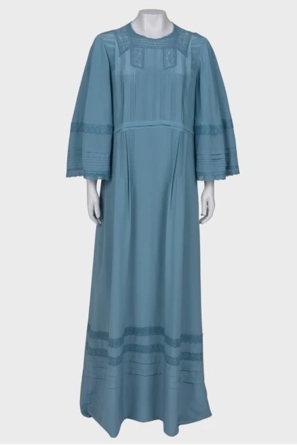 Silk blue maxi dress