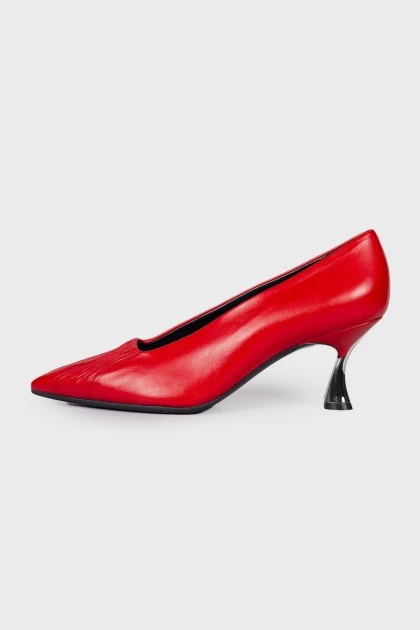 Red shoes with silver heels