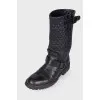 Leather boots with quilted upper