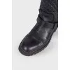 Leather boots with quilted upper