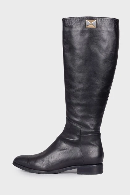 Leather boots with golden side insert