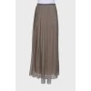 Pleated front silk skirt