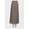 Pleated front silk skirt