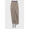 Silk beige skirt with slit