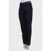 Wool trousers with detachable front belt