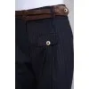 Wool trousers with detachable front belt