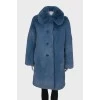 Blue eco fur coat