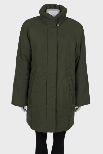 Green down jacket with buttons