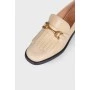 Leather Beige Heeled Loafers