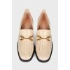 Leather Beige Heeled Loafers