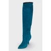 Turquoise Suede Over The Knee Boots