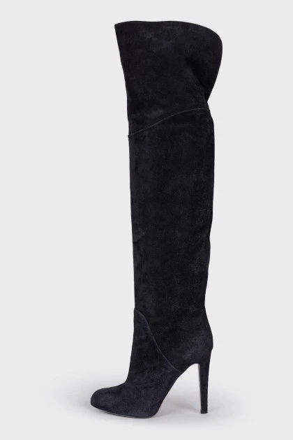 Black Suede Over The Knee Boots