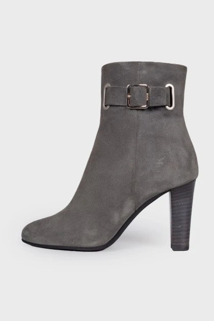 Gray Suede Ankle Boots