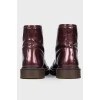 Burgundy leather lace-up boots