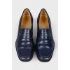 Blue leather loafers