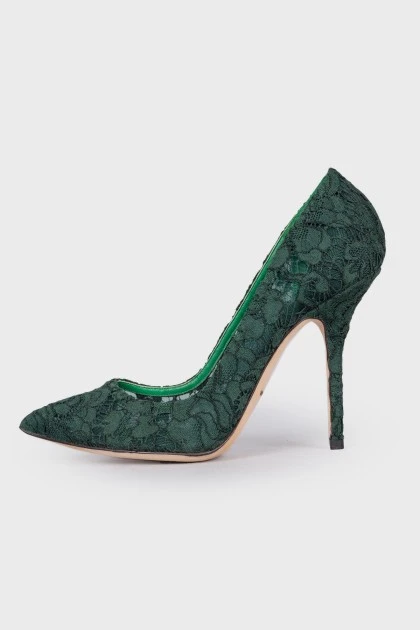 Fishnet green heels 