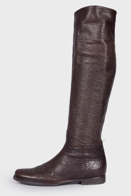 Perforated leather boots