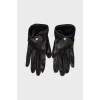 Leather gloves with bow
