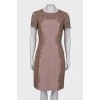 Beige dress with lace inserts