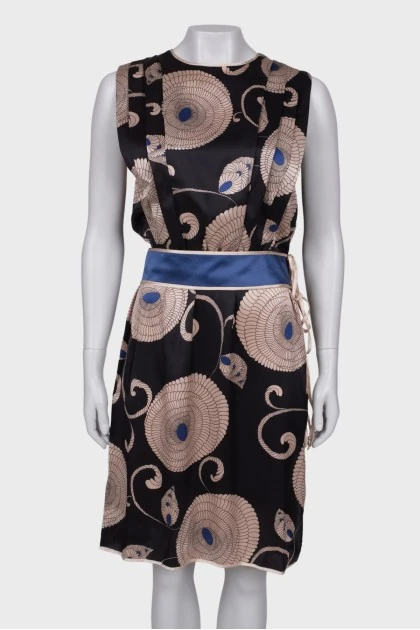 Printed silk dress with tag