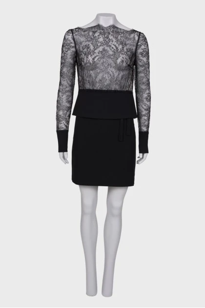 Suit with lace top and skirt, with tag